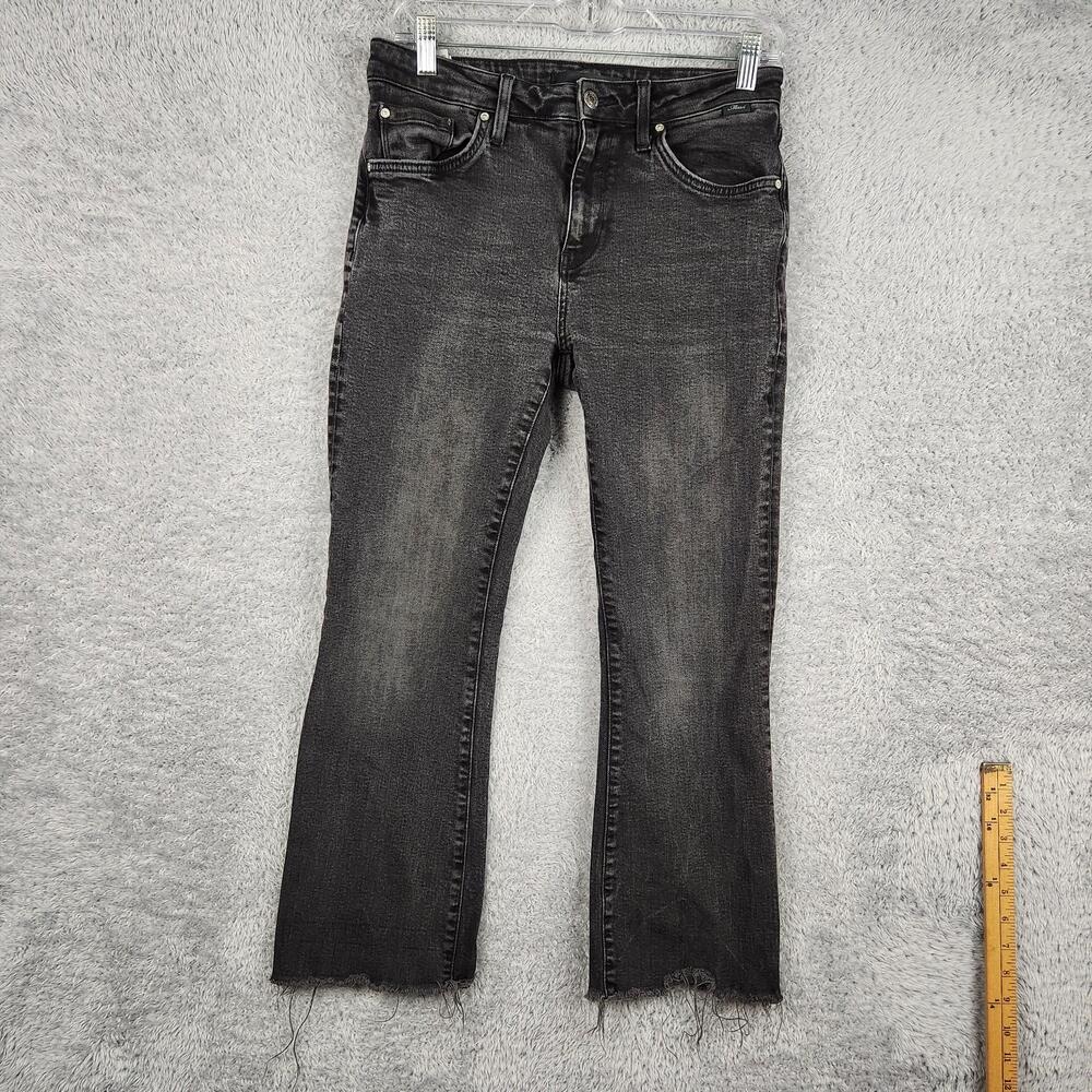 Mavi Anika Jeans Womens 29 Charcoal Black High Rise Crop Flare Stretch Grunge
